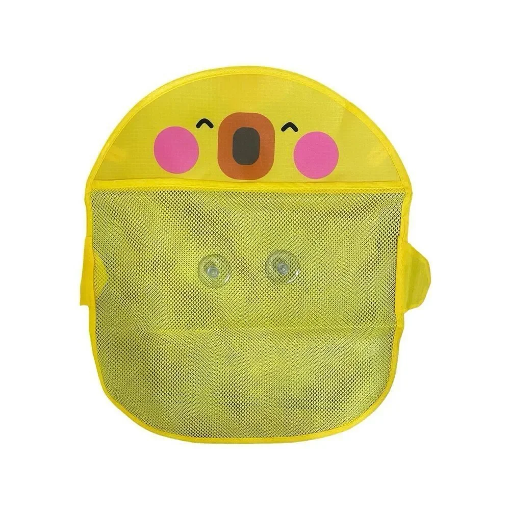 Kids Bath Toy Storage Organizer Mesh Bag Suction Cups No Hooks Yellow